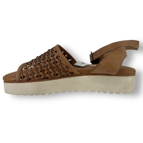 Bed Stu Brisa Brown Leather Platform Sandals Womens Sz 11 Ankle Strap - Picture 4 of 11